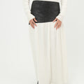 Pleated Contrast Waist Skirt