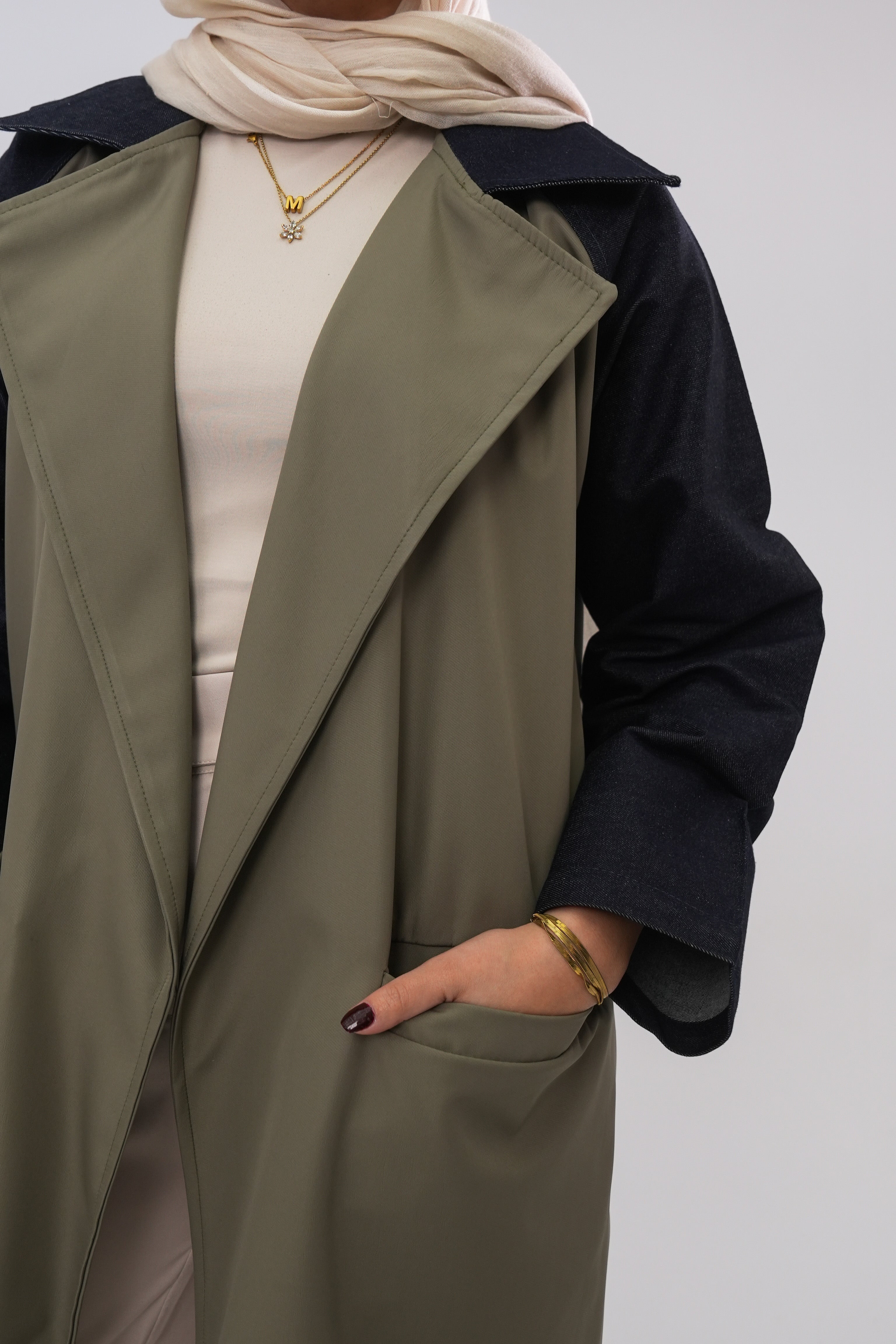 Gabardine & Denim Coat